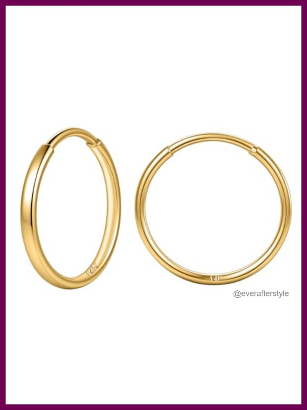 14K Solid Gold Endless Hoop Earrings Hypoallergenic Tiny Seamless 8mm 10mm